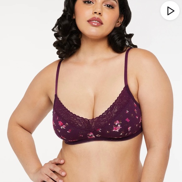 Savage x Fenty cotton essentials lace trim Bralette late night purple size L - Picture 4 of 10